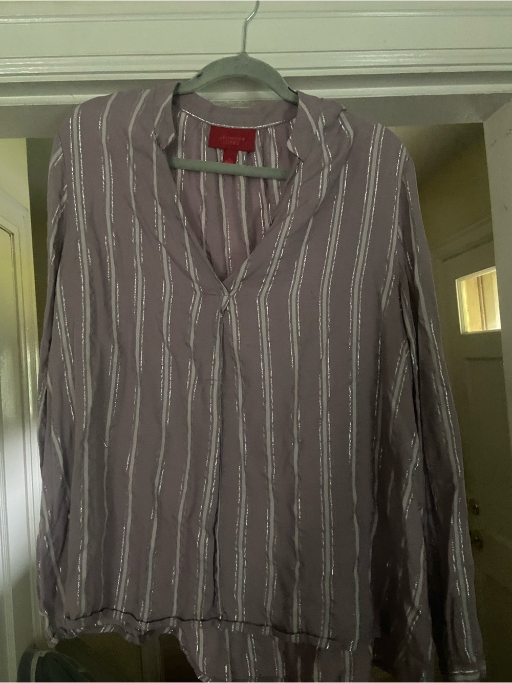 Jennifer Lopez Lavender Blouse with Silver Stripes